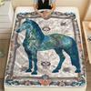 Blumenpferd-Print Flanelldecke, Hohe Qualität, Bequem für alle Jahreszeiten, Heimdekoration, Wärme und Komfort, Perfekt für Weihnachtsgeschenke