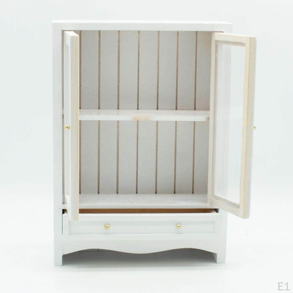 1:12 Scale Miniature Furniture Double-Doors Cabinet Dollhouse Accessory