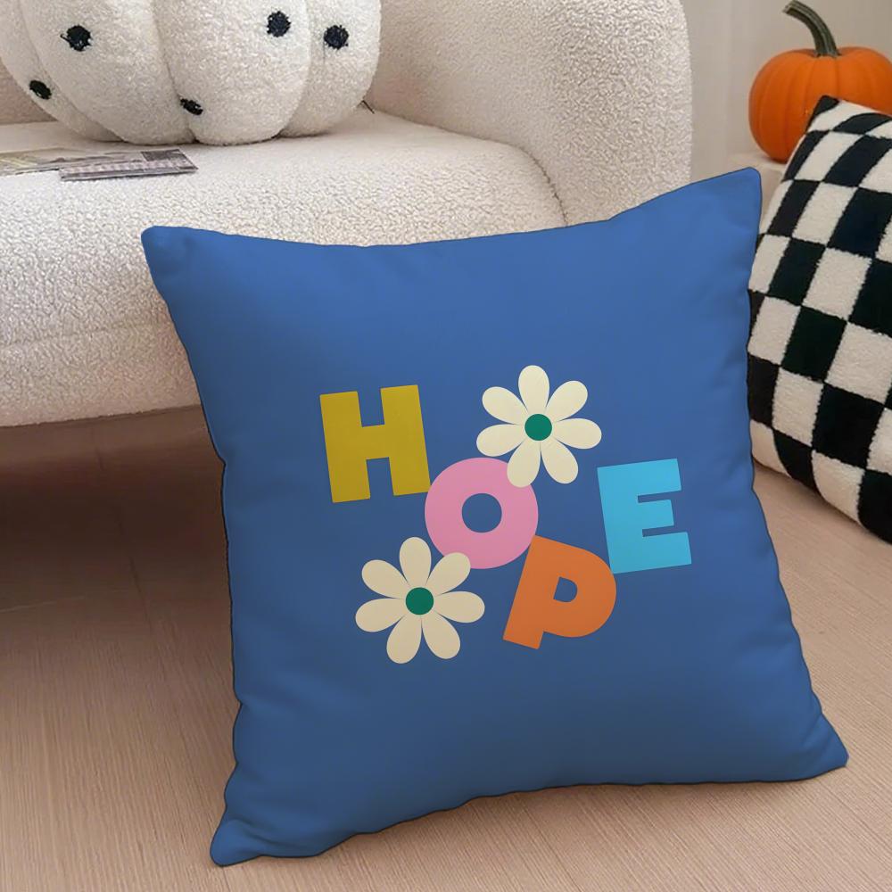 Uplifting Enduring Hope And Love Cushion Cover Throw Pillow Cover Hidden Button Durable Polyester Chair Cushion