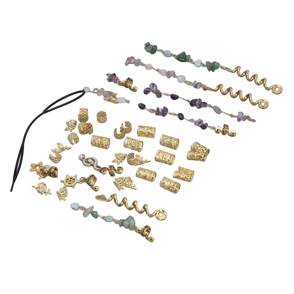 Hair Dreadlocks Rings Hair Braid Clips Alloy Braided Hair Accessory Set for Banquets Film Shows Wedd