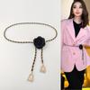 Tea Flower Waist Chain Accessory For Women With Interwoven Metal Chain For Casual Wear