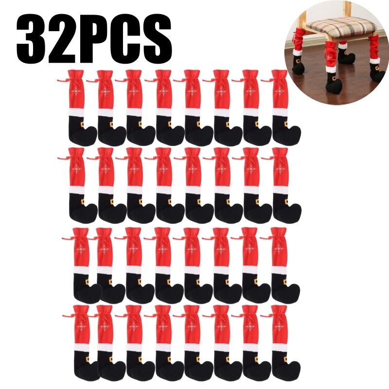 Christmas Chair Leg Covers Furnitures Feet Cover Table Chair Legs Pad Floor Protector for Xmas Party Dinner Decorations