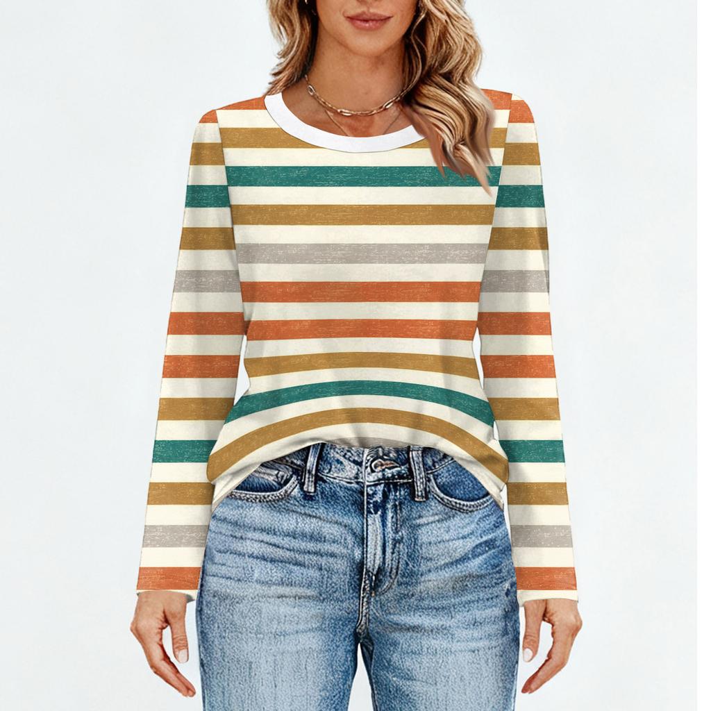 Camisas de manga larga para mujer con estampado lindo, camisetas gráficas, blusas casuales, tallas grandes, camisetas básicas