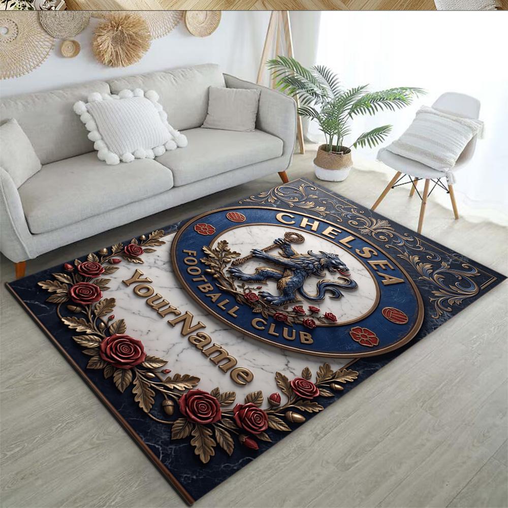 Chelsea Personalized Text Floor Rug Office Rug Perfect for Game Room Kitchen Entryway Bedrooms Anti-slip Rug Decorate Offices
