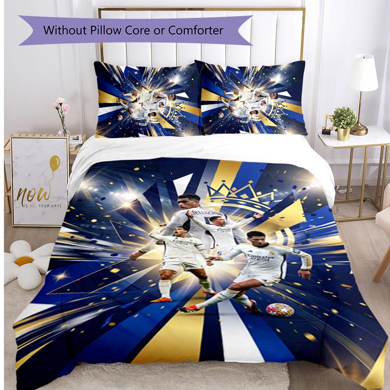 Set Lenzuola 3 Pezzi Stampato Jude Bellingham Traspirante Copripiumino con Federe Biancheria da Letto Decorativa per Camera da Letto Casa