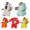 2Pcs/Set Ladies Suit Solid Color Lapel Neck Cardigan Blazer Summer Jacket Shorts Suit Commuter Clothes Streetwear