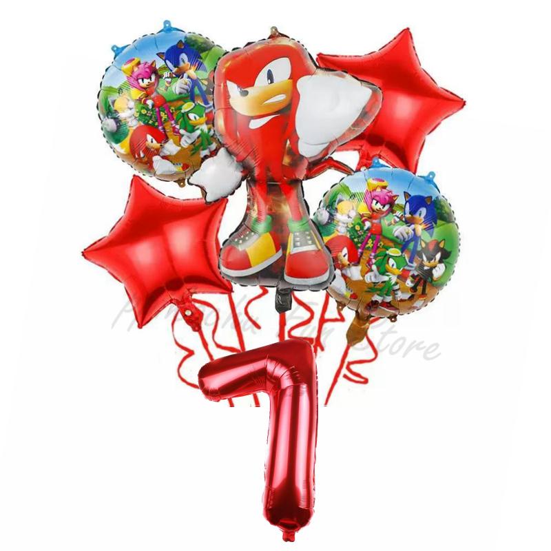 6Pcs Cartoon Hedgehog Balloons Sonic Theme Birthday Party Decoration Balloons For Boys Children Baby Bath Toys