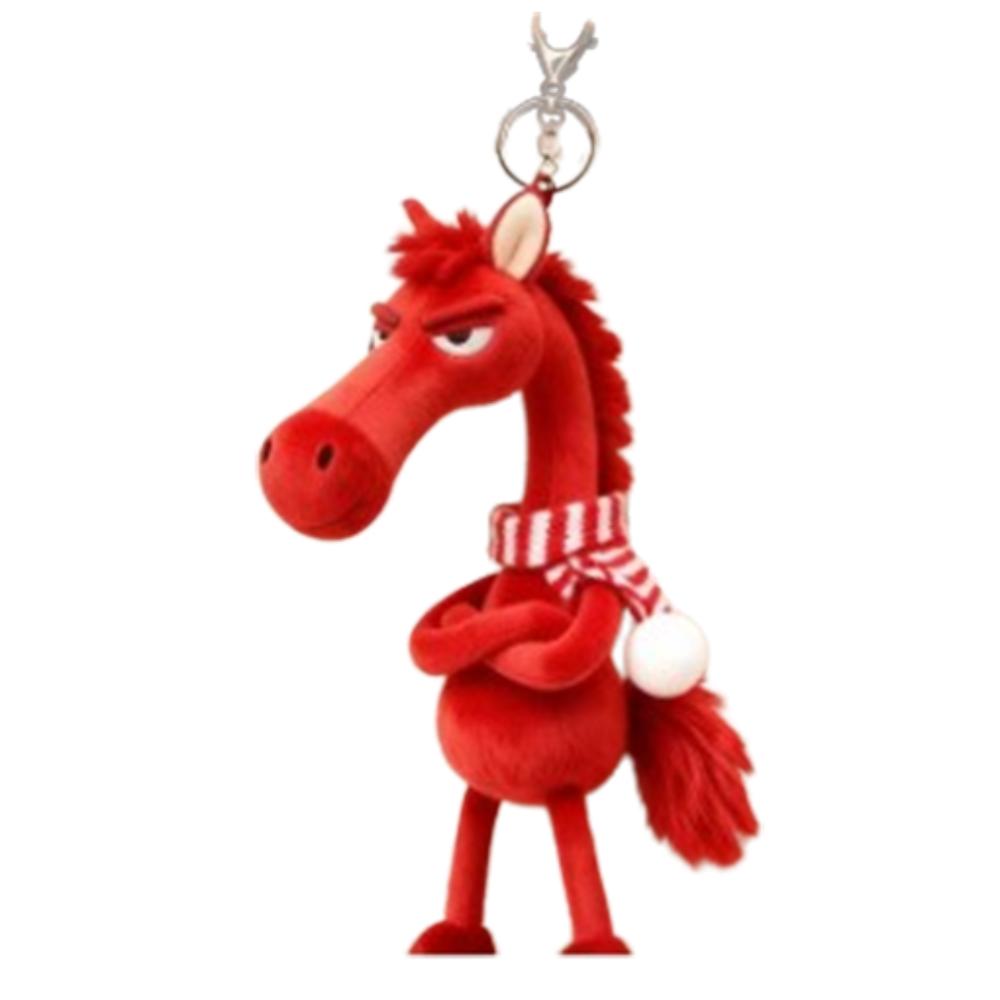 Creative Plush Dark Horse Keychain Mascot Dolls Zodiac Pony Figurine Children Toy
