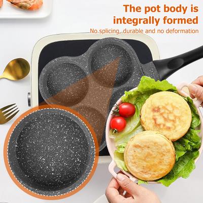 4 Holes Frying Pot Pan Thickened Non-Stick Fried Egg Pan for Egg Burger Maker Steak Ham Breakfast Cooking  Kitchen Utensils