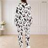 Women Plus Size White Horse Football Printed Round Neck Long Sleeve Top And Pants Two Piece Set