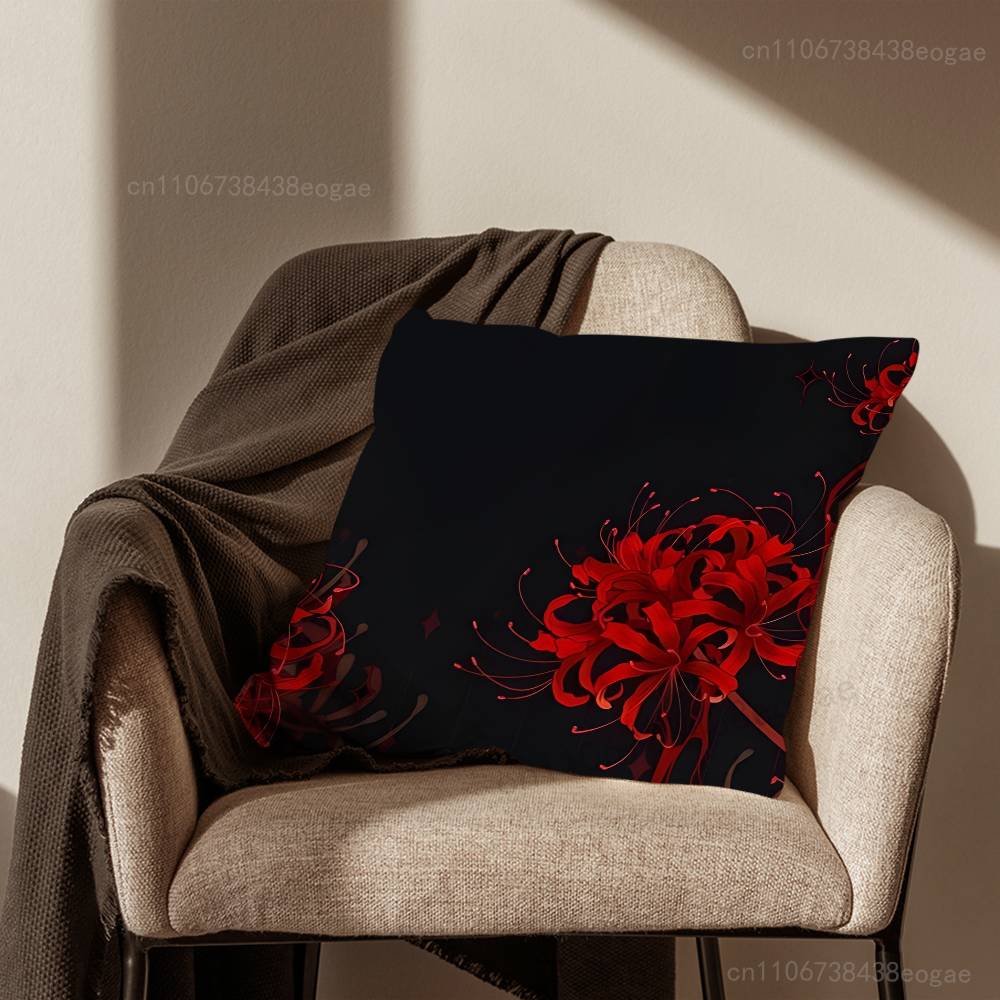 Red Spider Lily Throw Pillow Case For 45x45cm,55x55cm,30x30cm For Home Bedroom Decoration And Protector