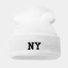 New NY Embroidered Ski Hat - Autumn & Winter Slouchy Knit Hat, Letter Woolen Hat, Unisex Beanie with Pom-Pom