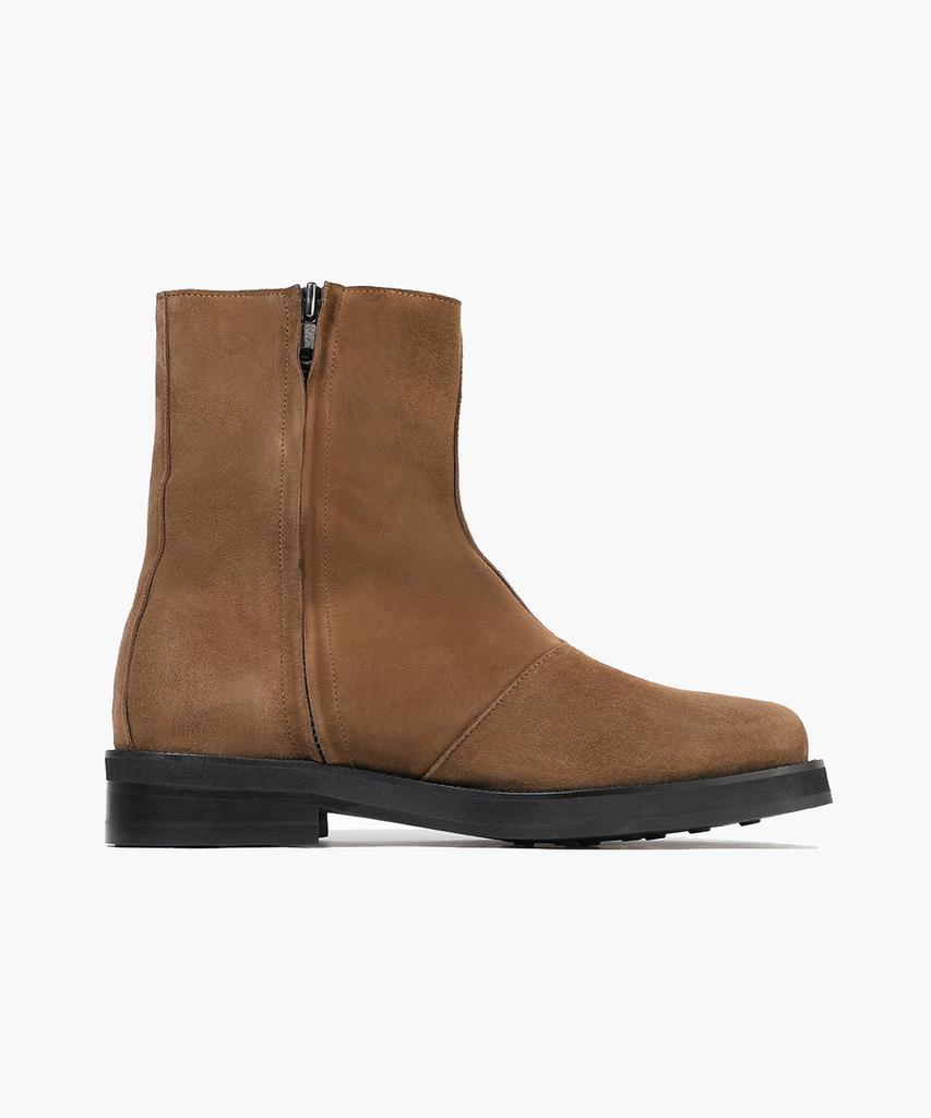 Firenze Atelier [Vibram] Minimal Line Suede Hidden Zipper Zip-Up Boots 9800-Qs [Mid Brown]