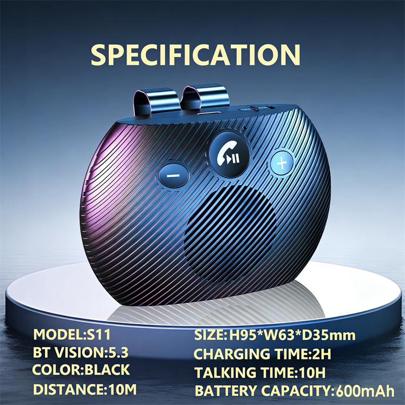 

Stereo Car Sun Visor Bluetooth 5.3 Speaker,Wireless Mp3 Player Handsfree Car Kit,HD Car Loudspeaker Support Two Mobile Phones S11