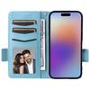 (Light blue) Flip Case For IPhone 17 PU Leather Magnetic Wallet Card Slots Holder Side Buckle
