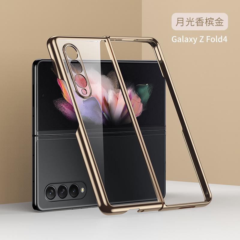 [Hot-selling] Applicable To Galaxy Z FOLD4 Folding Mobile Phone Case Electroplated Transparent ZFOLD3 Protective Case