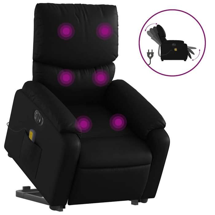 VidaXL Electric Massage Recliner Armchair Black Faux Leather 3204907
