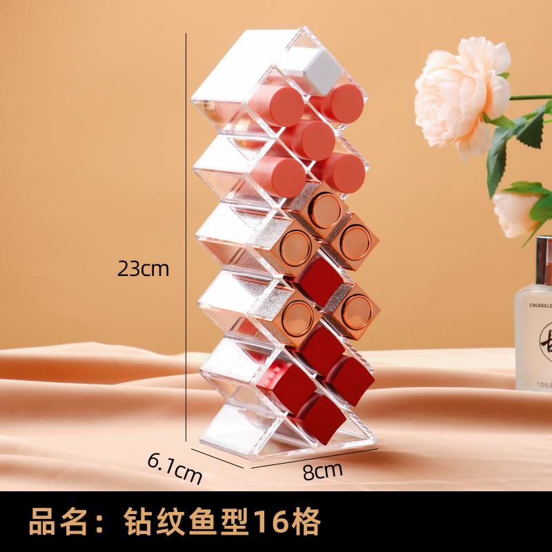 Makeup Brush & Lipstick Organizer Box Acrylic Dustproof Desktop Cosmetic Storage