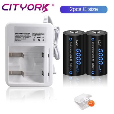 C Hücresi 1.2VC Boyutu şarj edilebilir pil 5000 mAh NIMH R14 LR14 Piller LED Mum Gaz Ocak Araba Oyuncak Radyo için Pil