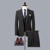 Costum nou de primăvară și toamnă pentru bărbați cu carouri, versiune coreeană, costum profesional slim fit din trei piese, ținută de nuntă pentru mire
