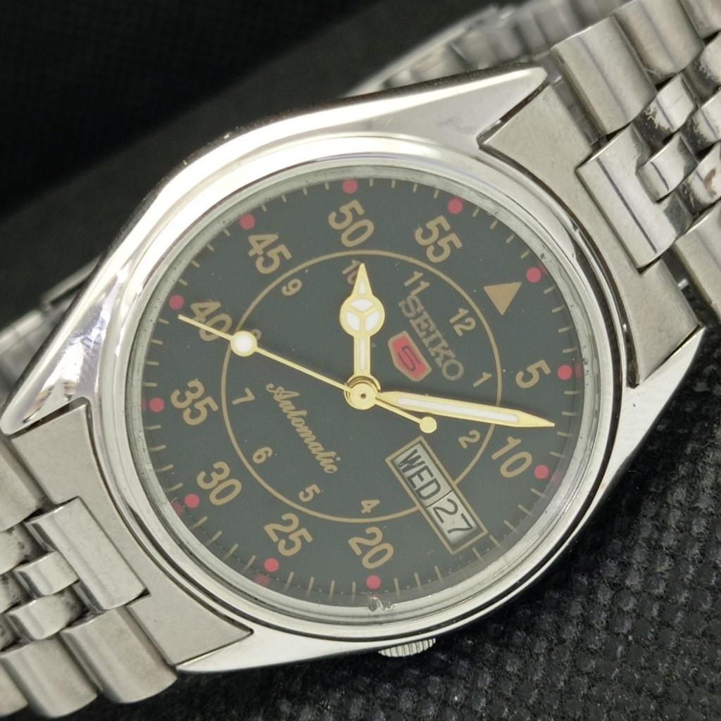 

USED VINTAGE SEIKO 5 AUTO 7019A JAPAN MENS D/D BLACK WATCH 594a-a311704-9 SKU594a-a311704