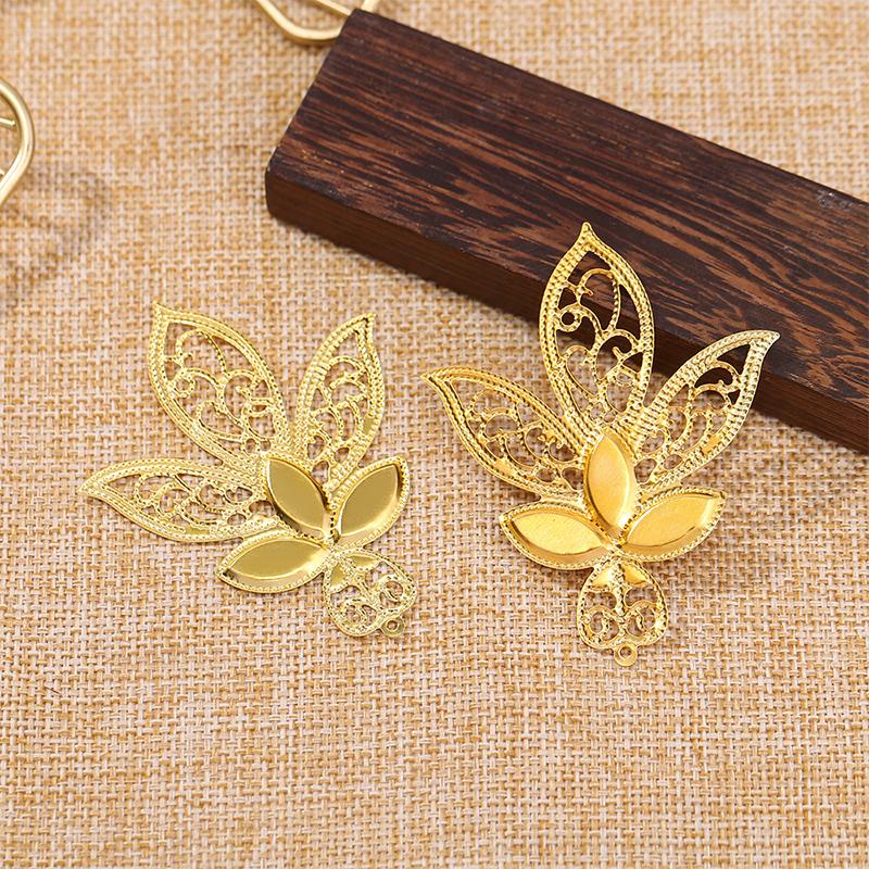 Gold Leaf Flower Connectors Iron Filigree Wraps Diy Scrapbook Home Decor Embellishments Metal Crafts