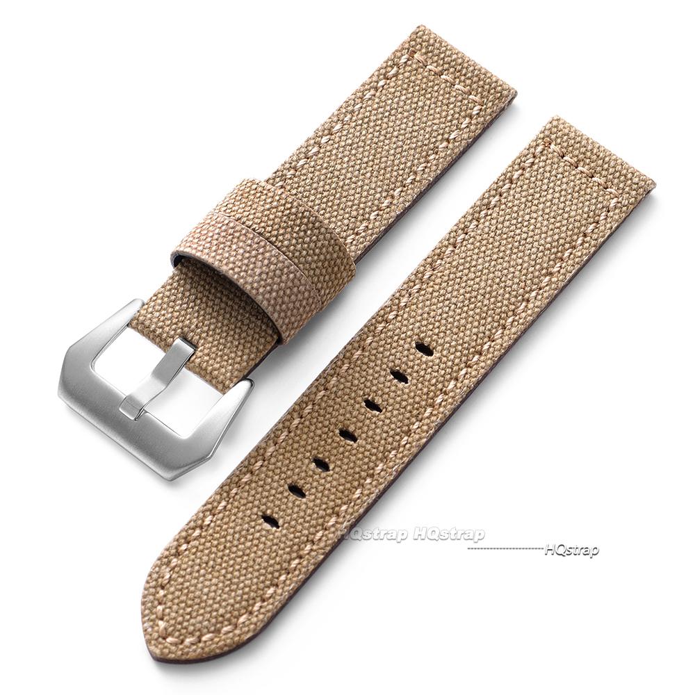 

20mm 22mm 24mm Canvas Leather Watchband for Panerai Black Brown Khaki Nylon Strap Universal Watchband Men Women Sport Wristbelt 24mm хакі