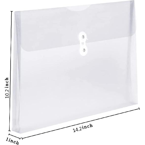 18 Packs Legal Size Plastic Filing Envelopes Clear File Folders with String Closure for Office School or Home