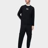 Fila Logo Letter Print Crew Neck Pullover Casual Knit American Vintage Long Sleeve T-Shirt Men Tops Black F11M319218F-BK