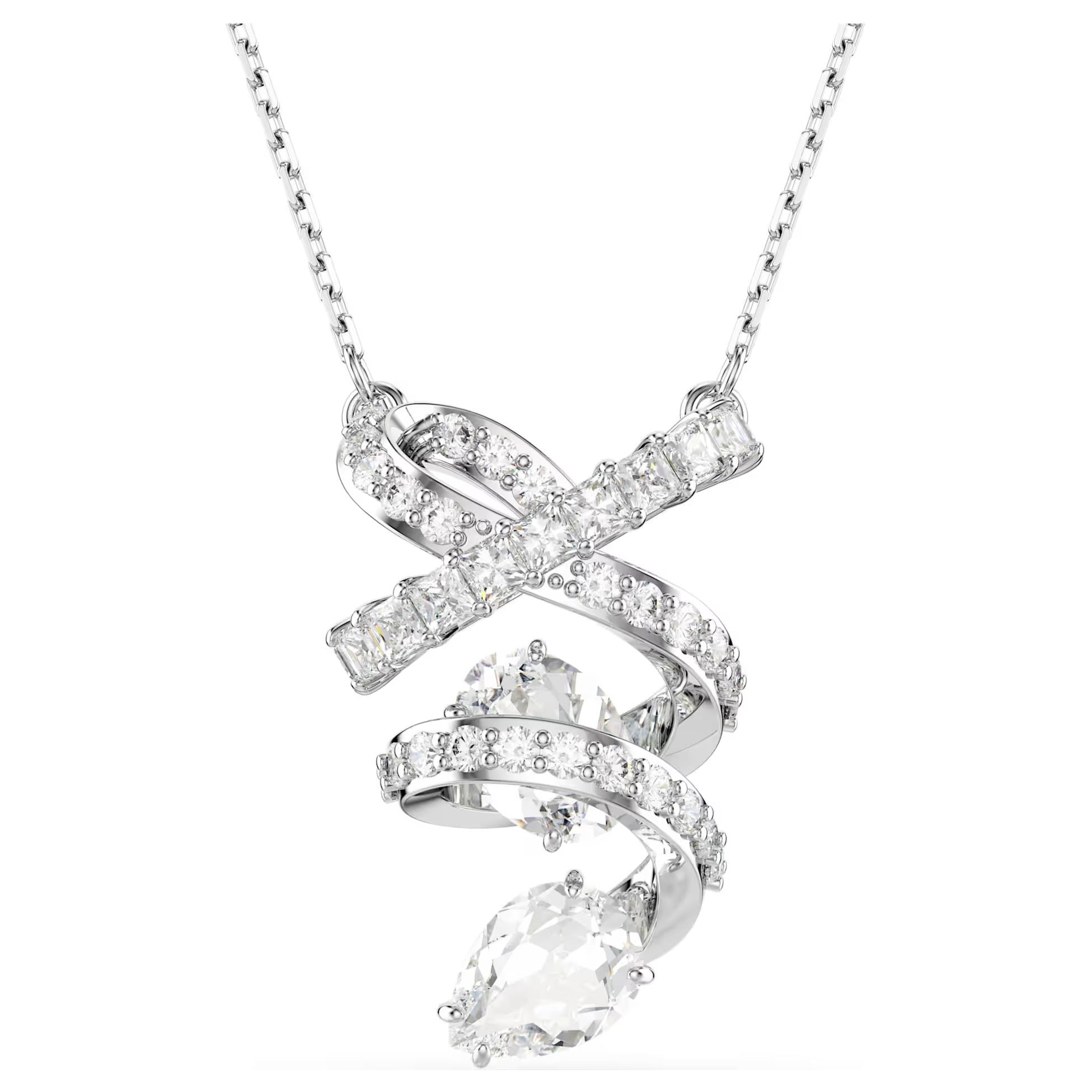 Swarovski Hyperbola Logo Design Cubic Zirconia Necklace Women necklace Silver 5698547 Box (Random Color)
