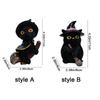 Decorative Flying Broom Cat Small Broomstick Cat Creative Black Cat Witch Statue  Desktop