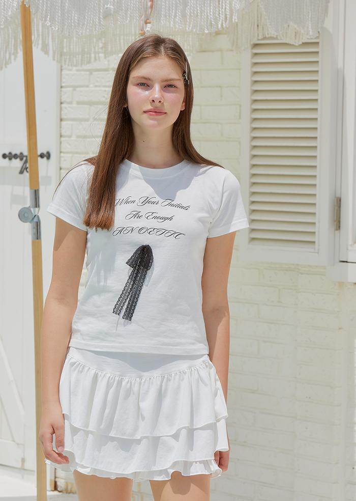 ANOETIC Lace Ribbon T-Shirt_White