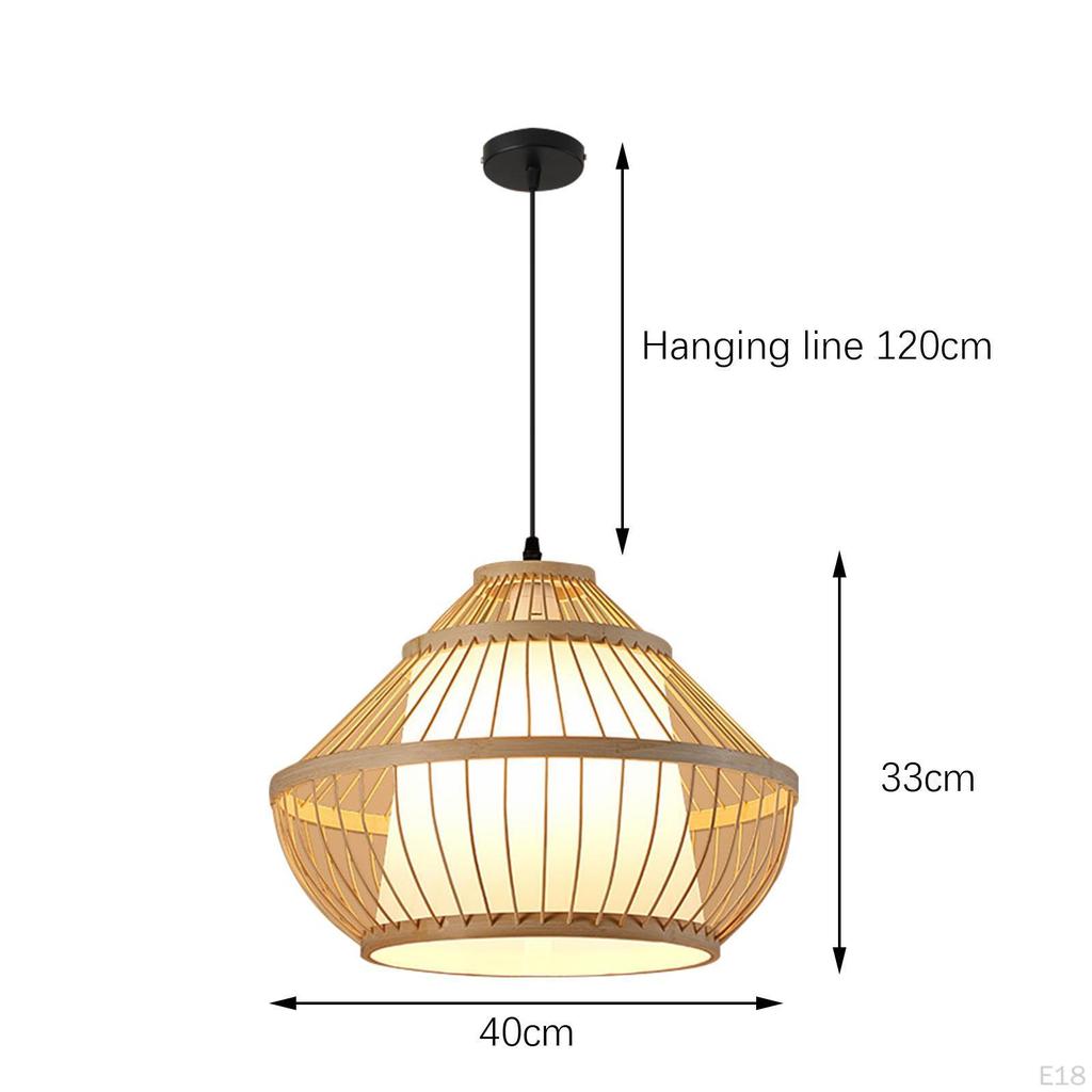 Bamboo Woven Pendant Lamp Light Rustic Weave Ceiling with Adjustable Cord for