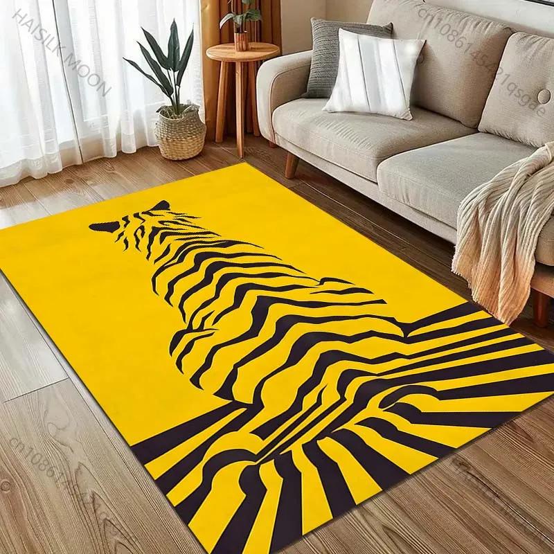 3D Unique Tiger Stripe Art Print Carpet Living Room Bedroom Bedside Sofa Floor Mat Home Non-slip Decor Area Rugs Wonderful Gift