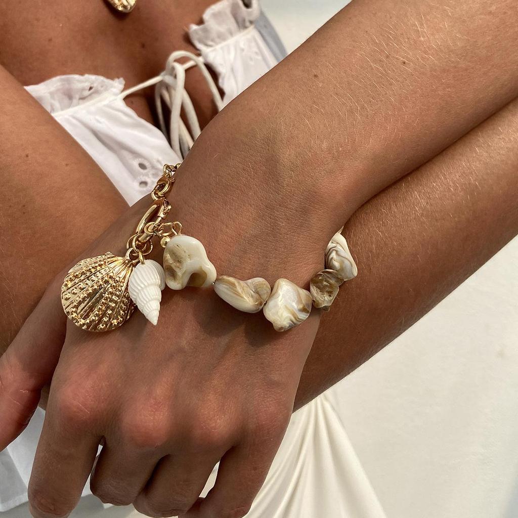Retro Strandstil Snäcka Sjöstjärna Smyckesset 2025 Trendig Semestergåva Bohemisk Legering Hänge Blomma Chokers Halsband Armband Set