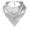 Exaggerated European-American Punk Style Fish Scale Necklace & Sequined Silk Scarf Collar for Women