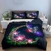 Butterfly Moon with Flowers Bedding Duvet Cover Set Duvet Cover Pillowcases  (1*Duvet Cover 2*Pillowcases, without duvet insert)