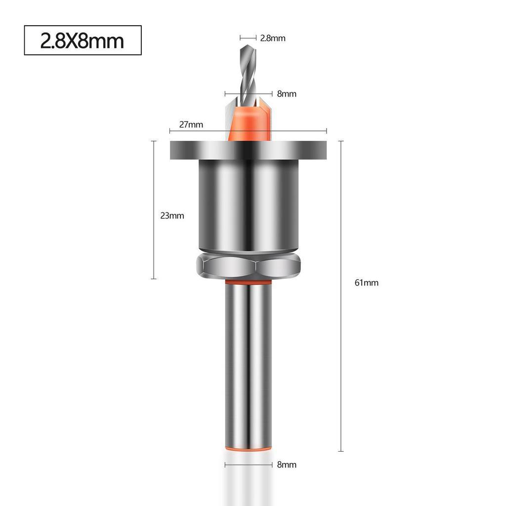 Woodworking Step Drill with Countersink & Limiter Alloy Cone Head - Screw Installation Punch Drill