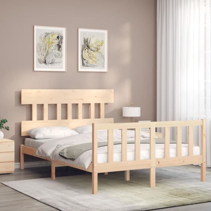 VidaXL Bed Frames with Headboard Small Double Solid Wood 3193306