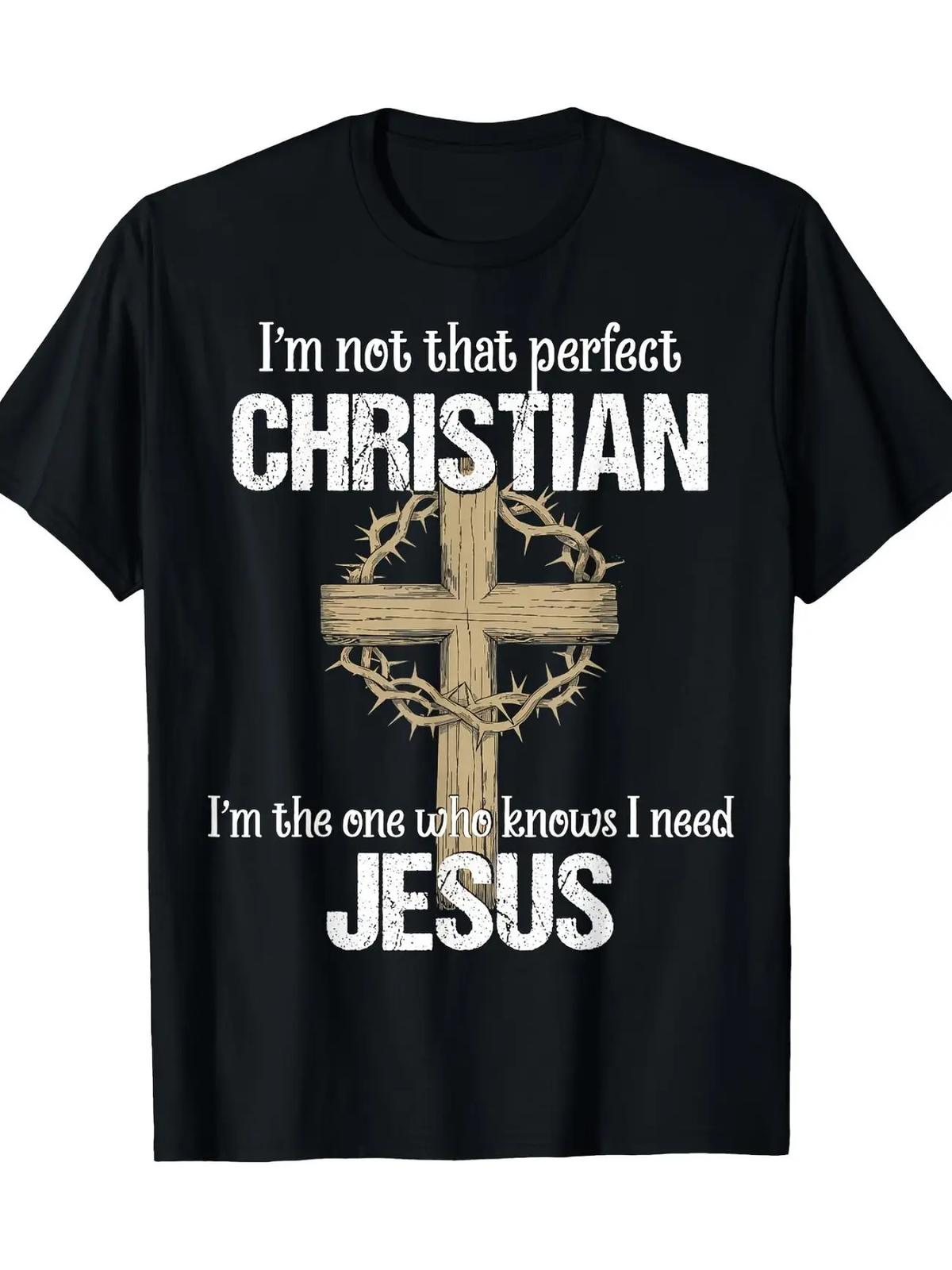 I m Not That Perfect Christian Graphic Tee with Cross Design - 100% Cotton L