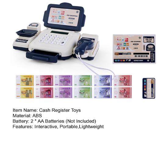 Zabawki Kasa Fiskalna ze Skanerem Kalkulator Edukacyjny Zestaw Zabawkowy Kasa Fiskalna Przenośne Zabawki do Odgrywania Ról Zabawki do Zakupów dla Dzieci Interaktywna Nauka