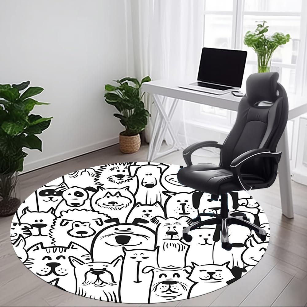 1pc Dog Prints Chair Carpet for Office Non Slip, Lightweight, Machine Washable Rug for Office Holiday Decor