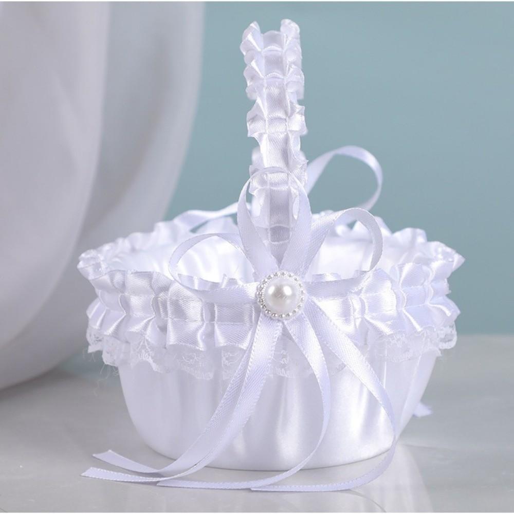Mini Blomsterkurv Håndholdt Oppbevaringskurv Elegant Silkeblomstkurv Bryllup Brudepike