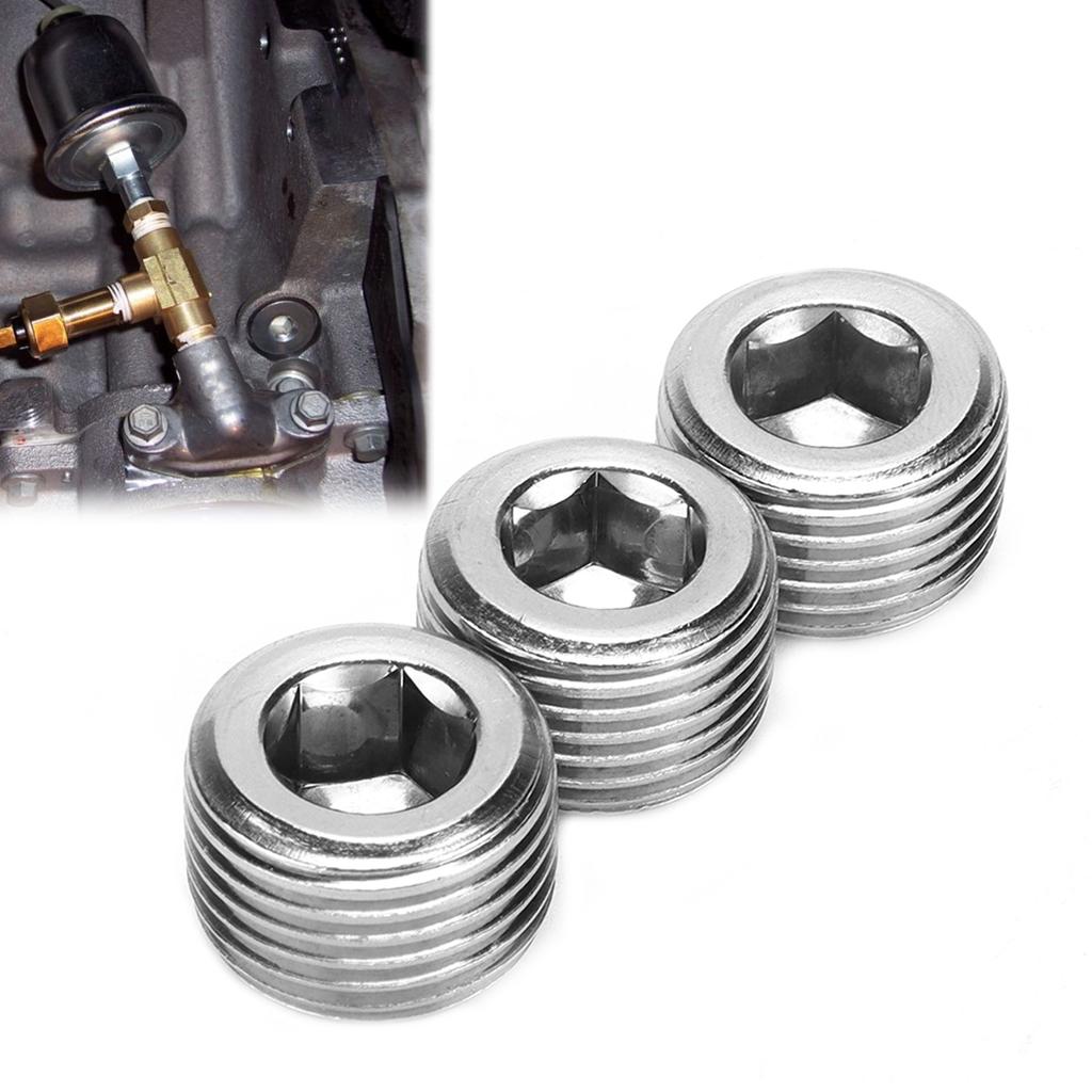 3pcs 12in NPT Pipe Plug Male Thread Fitting Internal Hex Thread Connector Car Accessories