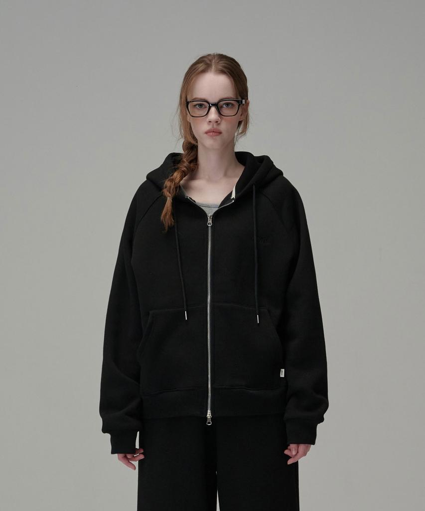 Oone Soft Cotton Hoodie Zip-Up_Black