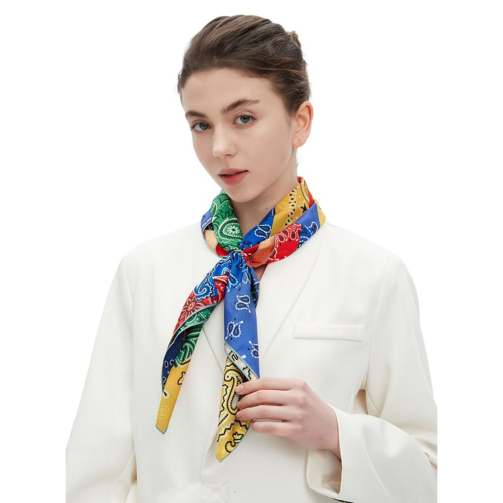 Zhonggao Youpin 2025 new spring, summer and autumn thin headscarf double-sided printed silk scarf square scarf