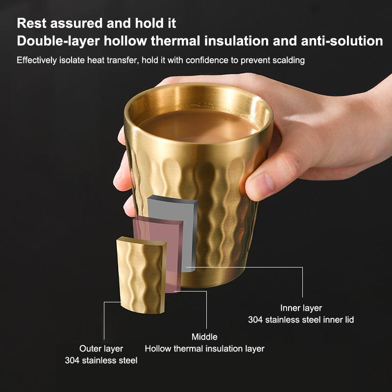 304 Edelstahl Kaltwasser Getränkebecher Doppelwand Bier Verbrühschutz Fallschutzbecher Milchbecher für Küche Trinkgeschirr Bar