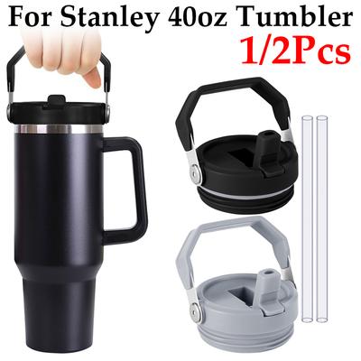 Replaceble Tumbler Flip Straw Lid with Handle Spill Proof Dustproof Tumbler Lid Splash Resistant for Stanley 40oz Tumbler