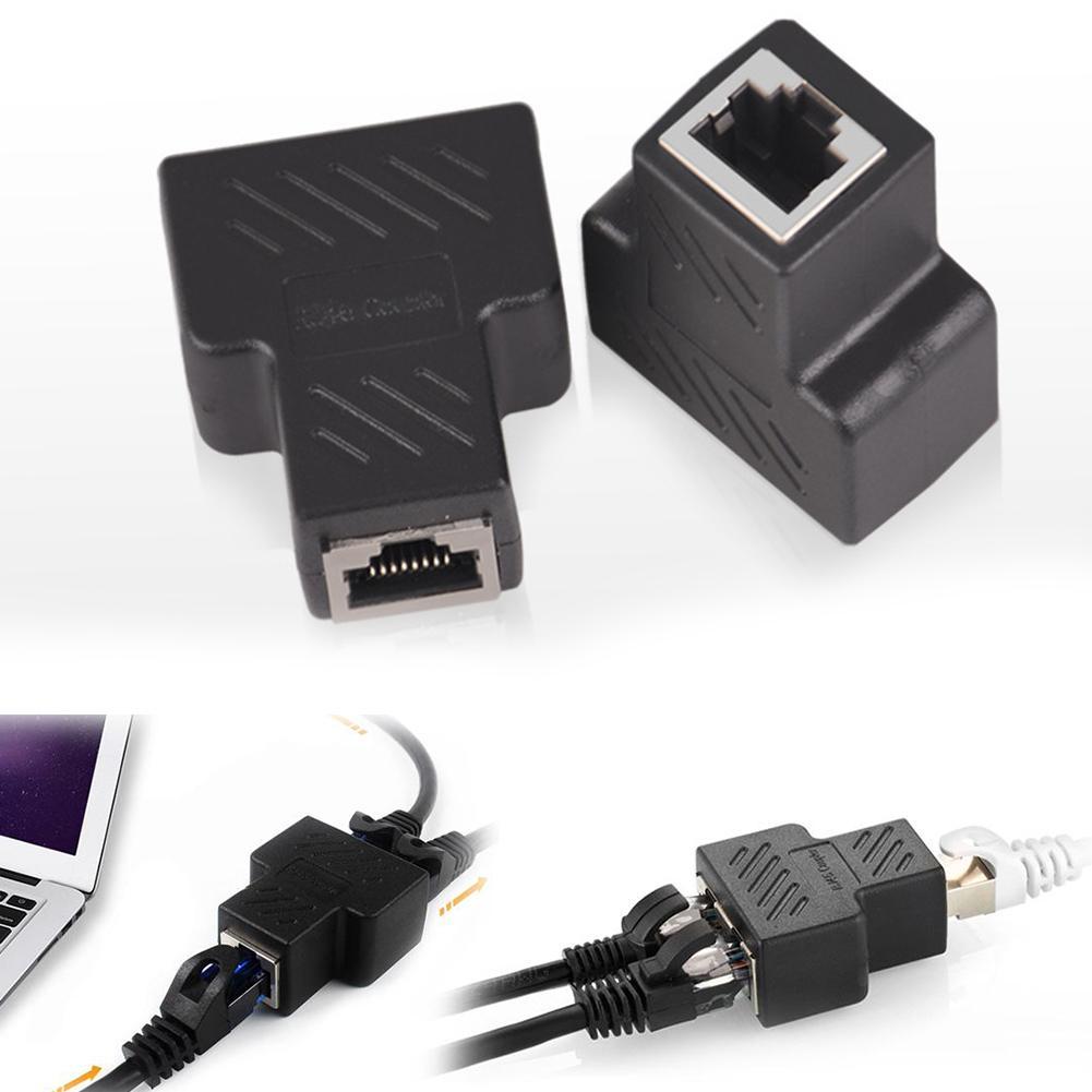 Network Rj45 Cable Port Network Cable Splitter Extender Plug Adapter Connector Split Into Two Splitter Coupler Cable Extender