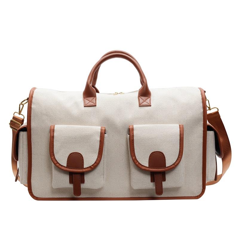 Large Capacity Business Trip Travel Bag Women's Bag 2025 New Casual Canvas Bag Men's and Women's Gym Bag Crossbody Handbag Trend